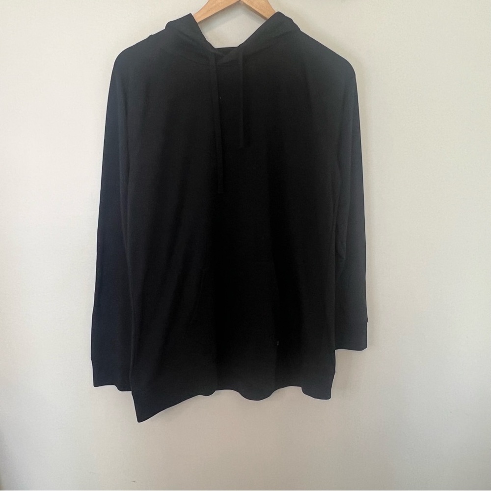Tommy John Hooded Pullover Tunic Hoodie Black Long Sleeve Soft Stretch‎ XL